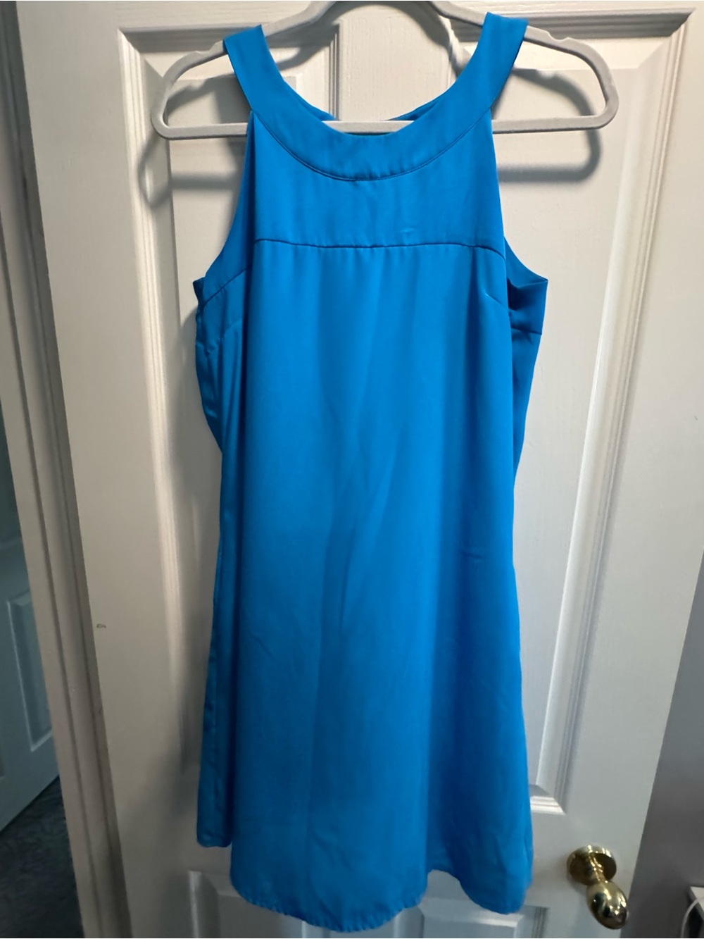 H&M Vibrant Blue Halter Neck Shift Dress Sleeveless Cocktail Size 8